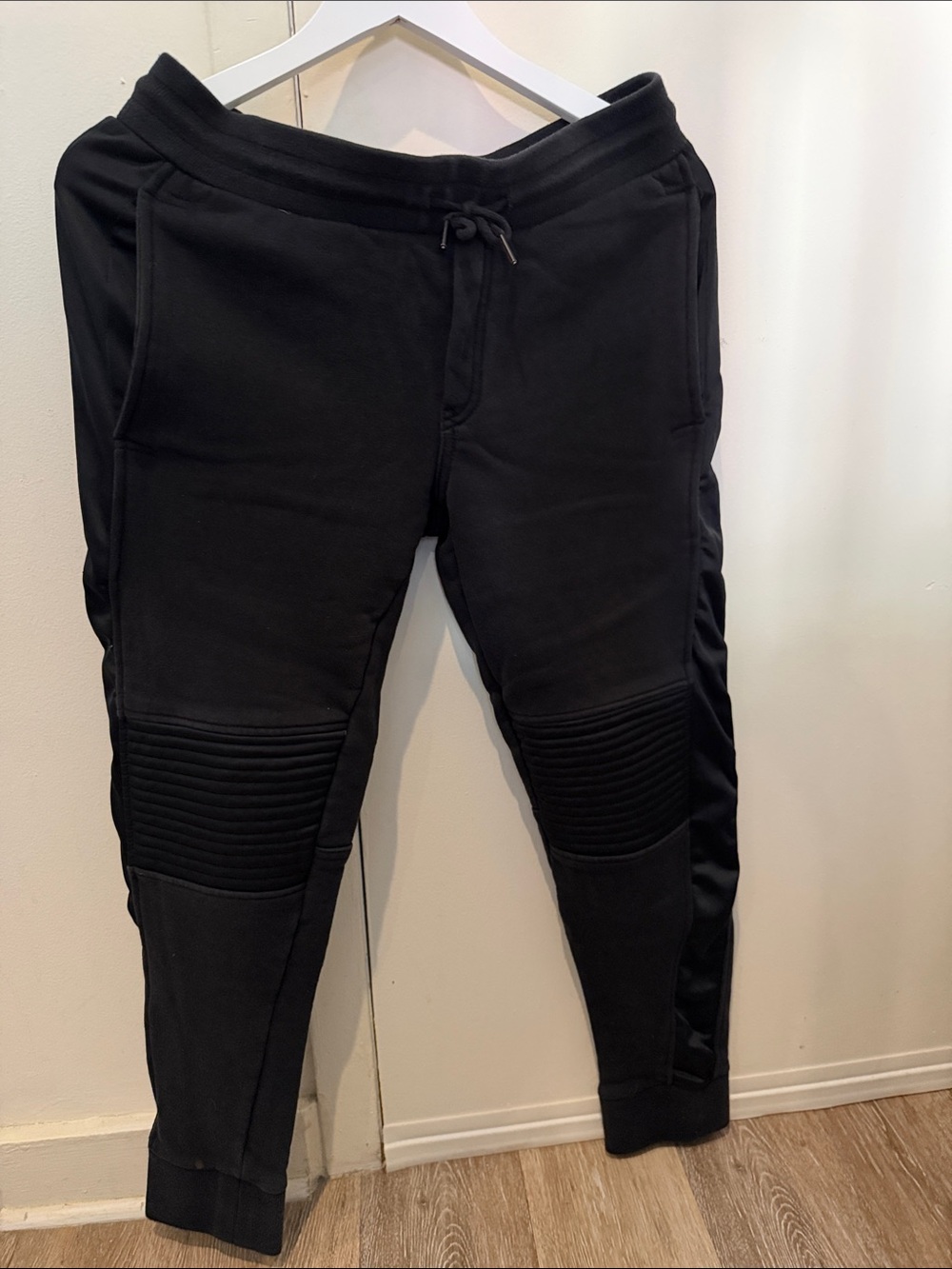 Kenneth Cole Reaction Black Ribbed-Knee Joggers